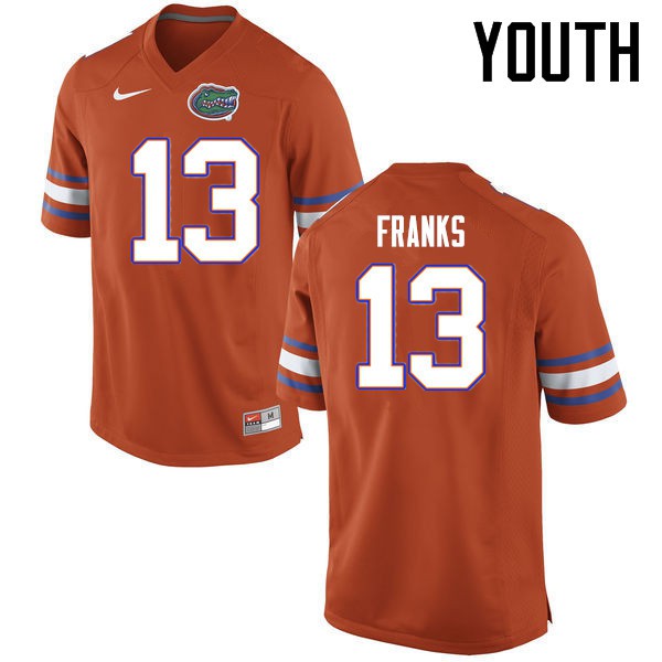 Florida Gators Youth #13 Feleipe Franks College Football Jersey Orange
